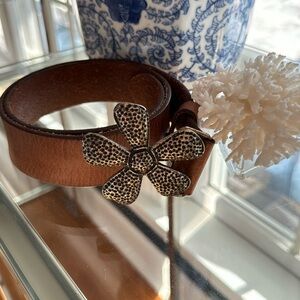 SILPADA Italian leather with Flower Buckle.